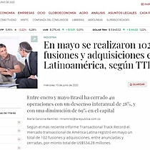 En mayo se realizaron 102 fusiones y adquisiciones en Latinoamrica, segn TTR